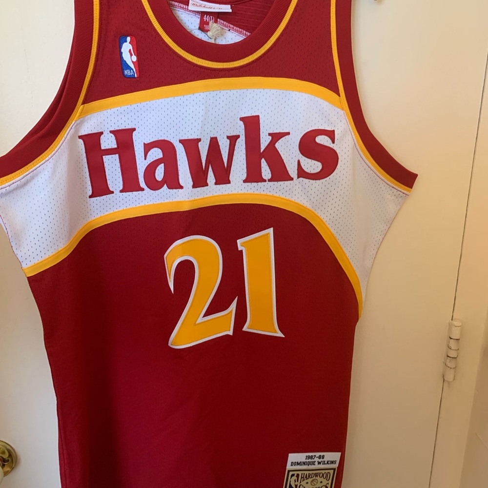 Mitchell & Ness Atlanta Hawks Basketball Jersey Red and Yellow Dominique Wilkins